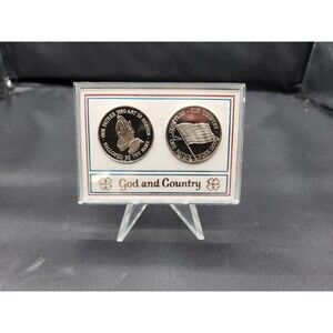 Vintage Franklin Mint God & Country 2‑Medal Set (1968–1972) – Original Holder